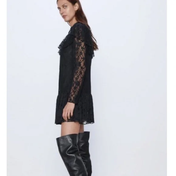 ZARA lace mini dress small black size s - Picture 3 of 13